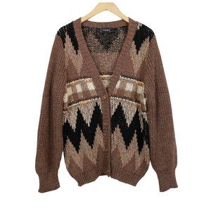 Vango Paris Vintage Tan Grandpa Knit Cardigan